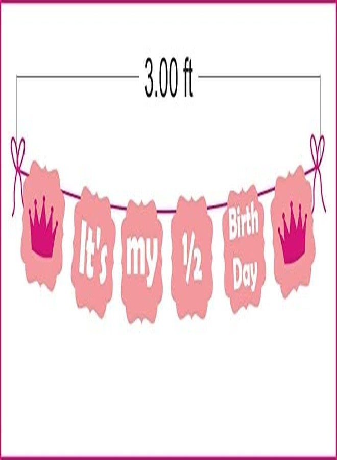 Untumble Its My Half Birthday Decoration for Baby Girl | Pink Half Birthday Decoration For Baby Girl With Its My 1/2 Birthday Banner, 3 ft x 6 ft Gold Foil Curtain, Balloons & Arch Tape | Pack of 53 - Image 3