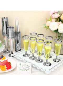 KASTWAVE 12 Pack Plastic Champagne Flutes 5 oz Clear Toasting Glasses Disposable Cups with Rim for Wedding Engagement Birthday Graduation Anniversary Parties  - Image 4