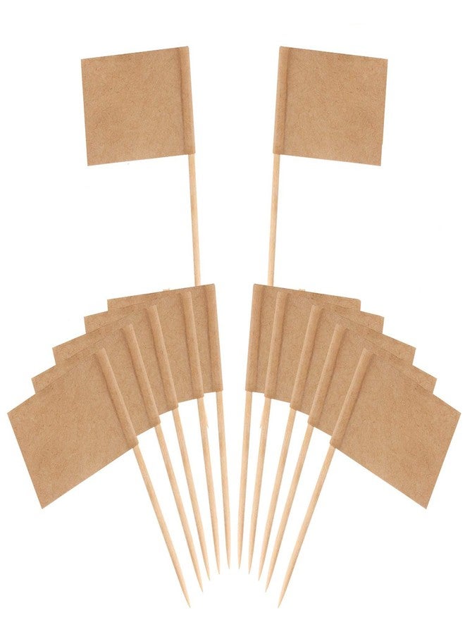 Senkary 200 Pack Blank Toothpick Flags Food Cheese Labels Cheese Markers for Charcuterie Board, Cupcake, Party Decoration (Kraft Paper) - Image 1