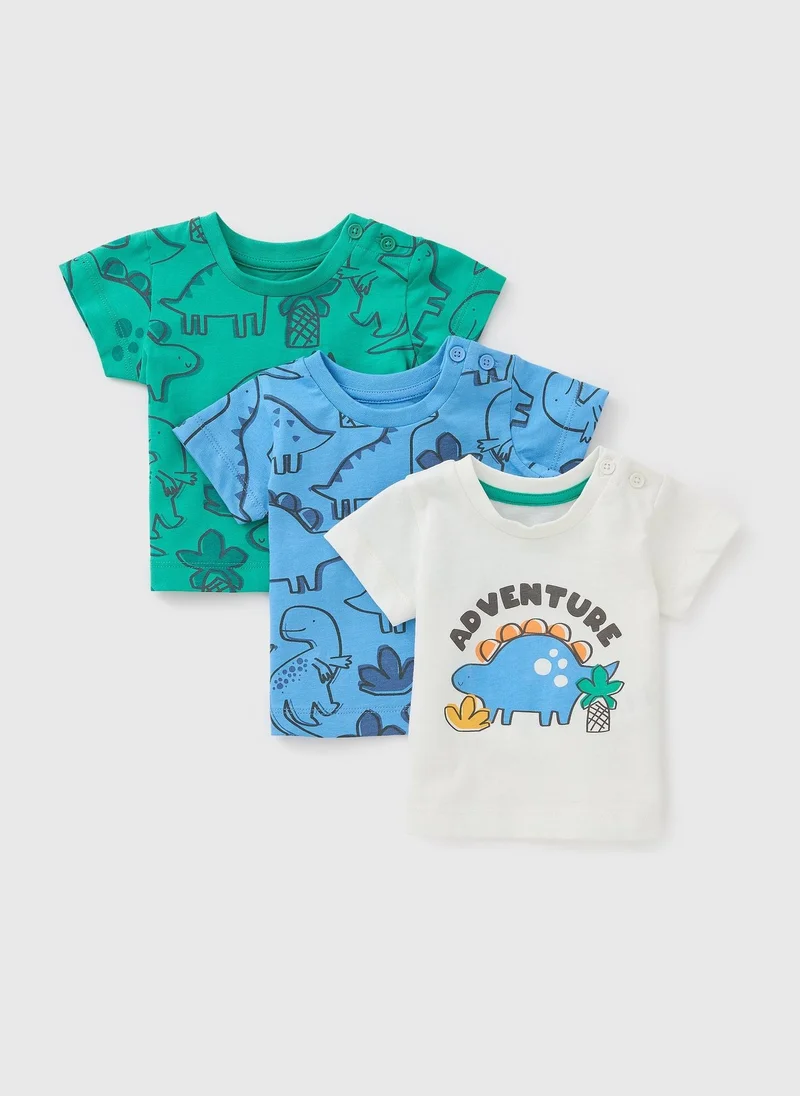 Matalan 3 Piece Baby Multicolour Dino T-Shirts