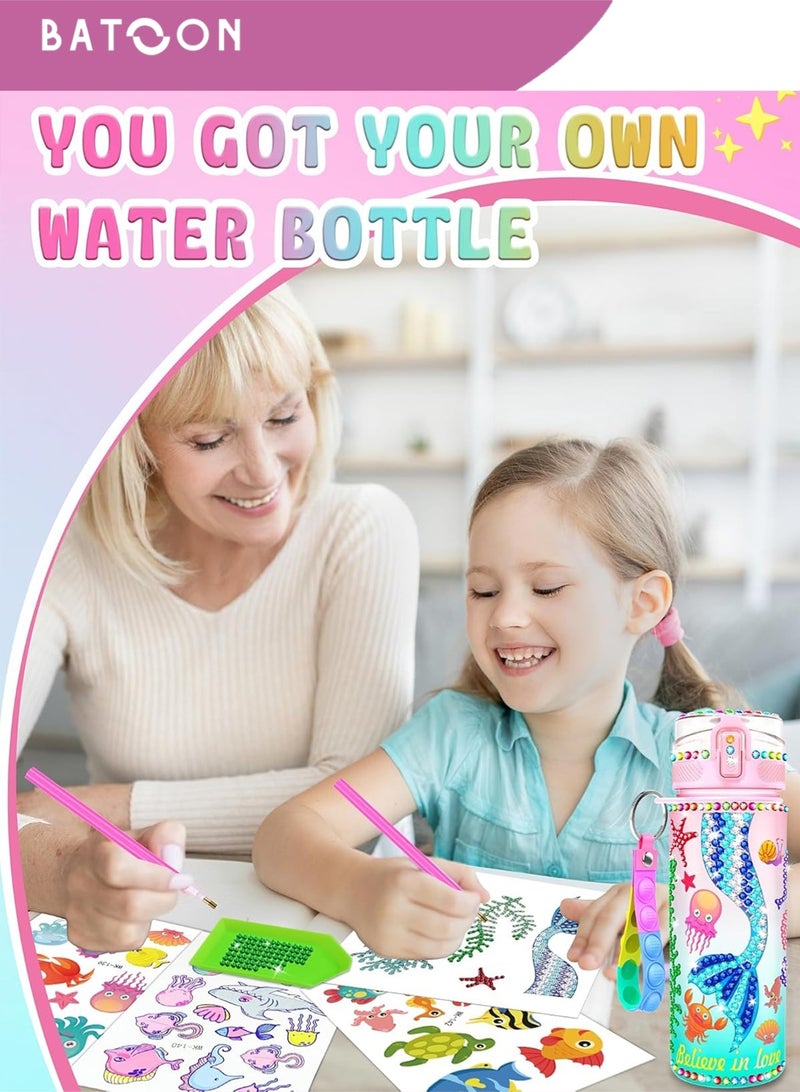 باتون مجموعات تزيين زجاجات المياه الخاصة بك للفتيات، ألعاب هدايا فنية وحرفية ممتعة للأعمار من 3 سنوات فما فوق، أعمال فنية لرسم الأحجار الكريمة، ألعاب هدايا فنية وحرفية ممتعة لأعياد ميلاد الفتيات - Image 2