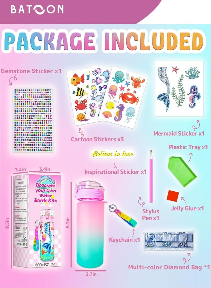 باتون مجموعات تزيين زجاجات المياه الخاصة بك للفتيات، ألعاب هدايا فنية وحرفية ممتعة للأعمار من 3 سنوات فما فوق، أعمال فنية لرسم الأحجار الكريمة، ألعاب هدايا فنية وحرفية ممتعة لأعياد ميلاد الفتيات - Image 3