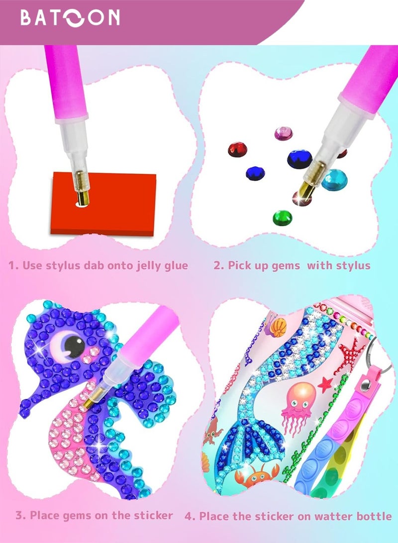 باتون مجموعات تزيين زجاجات المياه الخاصة بك للفتيات، ألعاب هدايا فنية وحرفية ممتعة للأعمار من 3 سنوات فما فوق، أعمال فنية لرسم الأحجار الكريمة، ألعاب هدايا فنية وحرفية ممتعة لأعياد ميلاد الفتيات - Image 4
