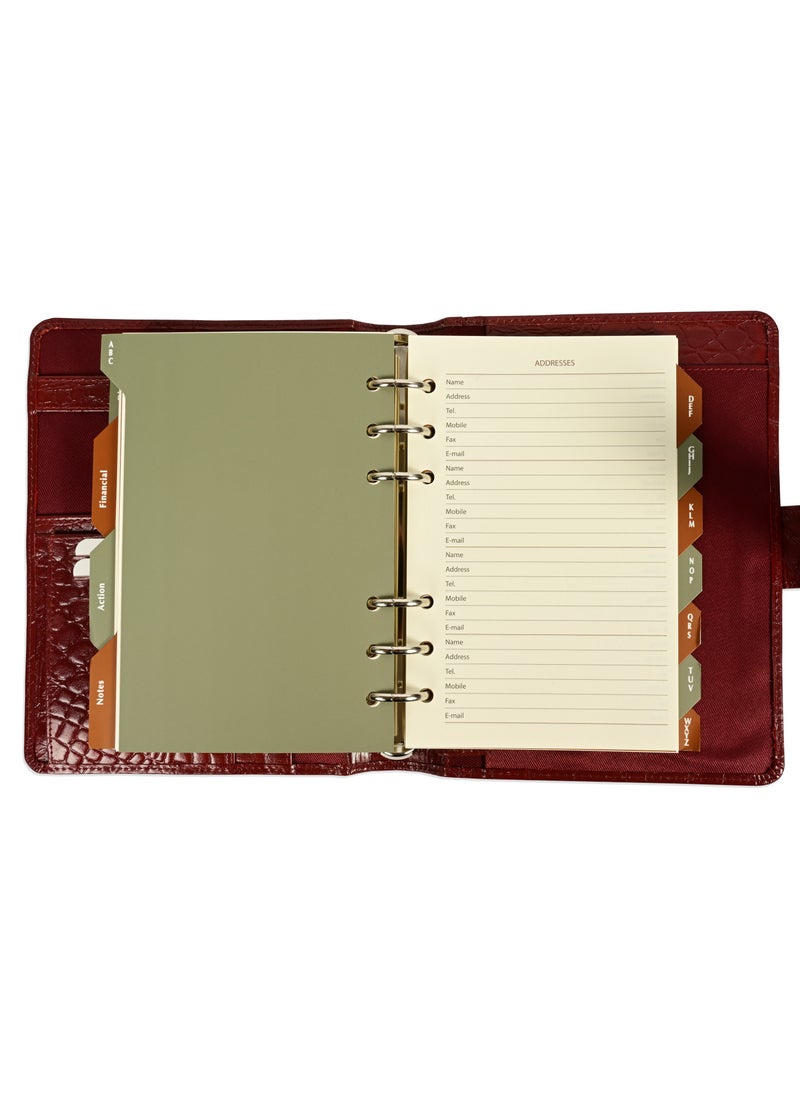 FIS FIS® Leather Organizer  "CROCODILUS" and Activity Journal, Size: (11x17cm), Color : Maroon_ FSORLO2MR  - Image 4