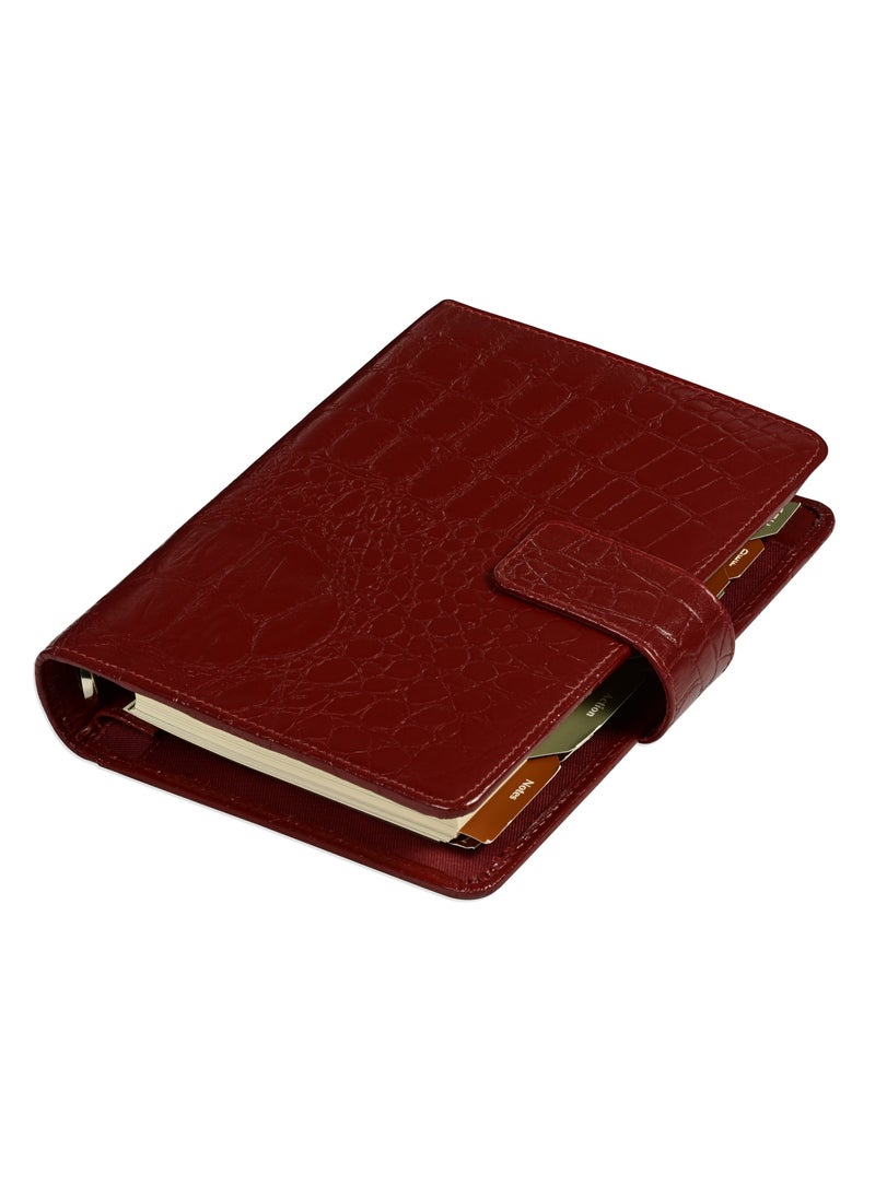 FIS FIS® Leather Organizer  "CROCODILUS" and Activity Journal, Size: (11x17cm), Color : Maroon_ FSORLO2MR  - Image 2