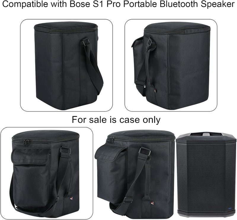 TXEsign Travel Carrying Case for Bose S1 Pro/Bose S1 Pro+, Slip Cover Case with Shoulder Strap &Accessory Pocket, Portable Carry Bag Holder w Handle Strap for Bose Speaker (Black) - Image 2