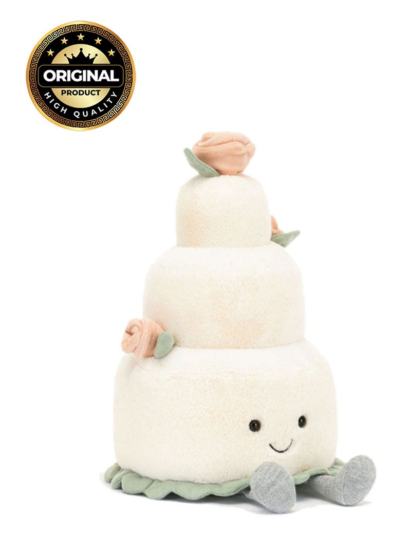 Jellycat Amuseable Wedding Cake Plush – Soft Stuffed Toy with Cordy Legs, Cute Valentine’s Gift for Kids & Adults, Collectible Jellycat, 28cm - Image 1