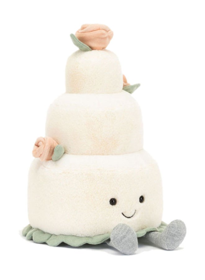 Jellycat دمية كعكة الزفاف القابلة للتسلية - لعبة محشوة ناعمة بأرجل كوردية، هدية عيد الحب لطيفة للأطفال والبالغين، مجموعة جليكات، 28 سم - Image 1