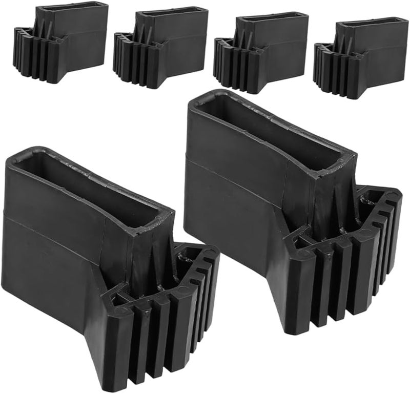 6Pcs Black Ladder Foot Covers Non Slip Stairs Mats Protector Caps - Image 1