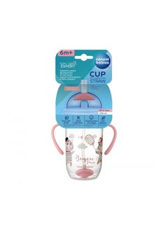 Canpol babies CANPOL Non-spill Cup with Flip-top Weighted Straw 270ml BONJOUR PARIS PINK  - Image 1