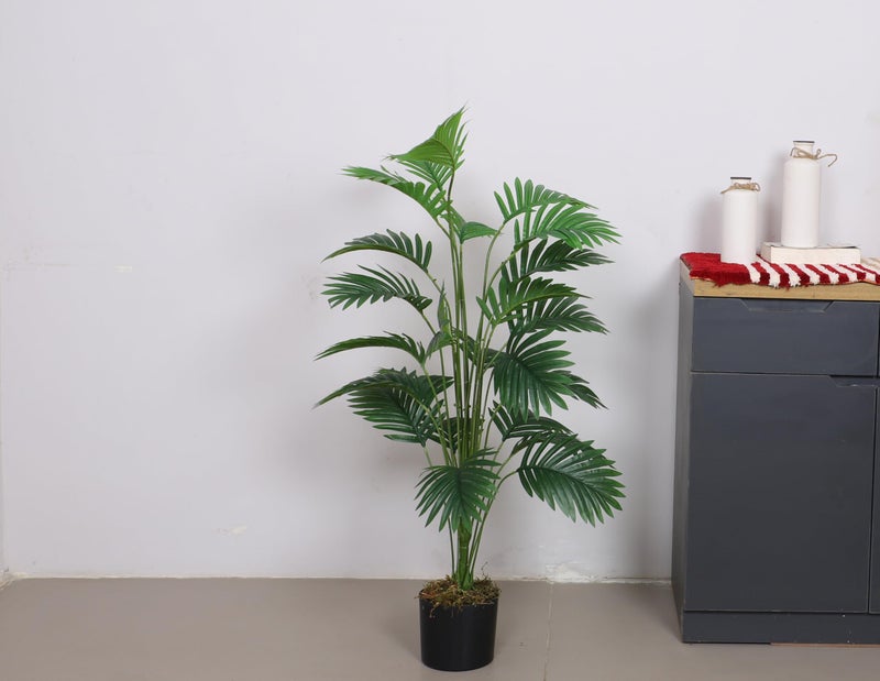 Home Bloom Artificial Tropicana Areca Palm Leaf Plant with Basic Black Pot Indoor Real Touch for Home Garden Outdoor Office Decor - Image 2