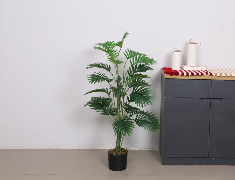 Home Bloom Artificial Tropicana Areca Palm Leaf Plant with Basic Black Pot Indoor Real Touch for Home Garden Outdoor Office Decor - Image 5