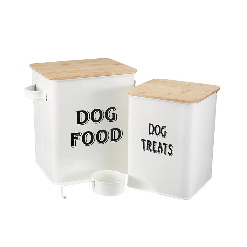 Morezi Dog Food Storage Container Farmhouse Pet Food Treats Bin with Lid and Scoop, Perfect Sturdy Canister Tins for Kitchen Countertop, Shelf, Great Gift for Pet Owners - Dog Food - Image 1