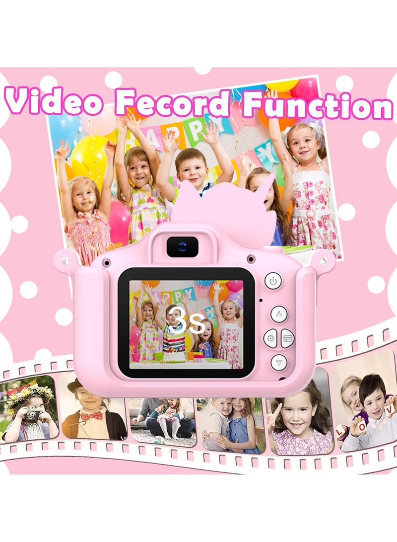 Mr. Penda Kids Toy Camera, Digital Camera for Toddlers, Portable Digital Camera with Video, for Boys and Girls Aged 6+, Birthday Gift for Kids, with 32G SD Card and USB Reader (Pink Unicorn) - Image 2