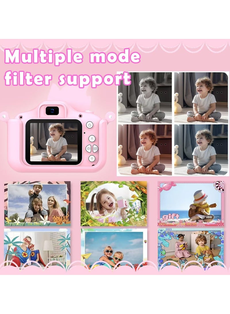 Mr. Penda Kids Toy Camera, Digital Camera for Toddlers, Portable Digital Camera with Video, for Boys and Girls Aged 6+, Birthday Gift for Kids, with 32G SD Card and USB Reader (Pink Unicorn) - Image 4