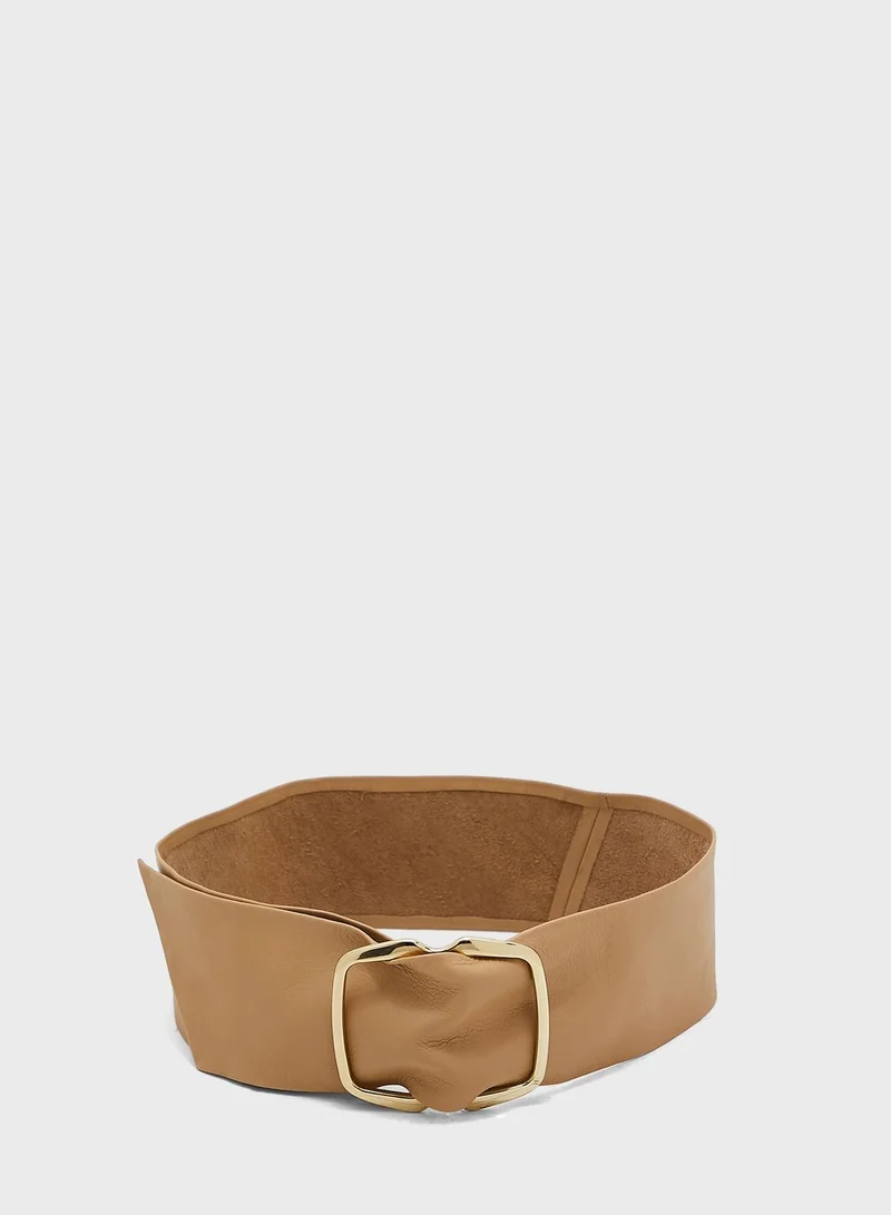 RIVER ISLAND Beige Leather Belt