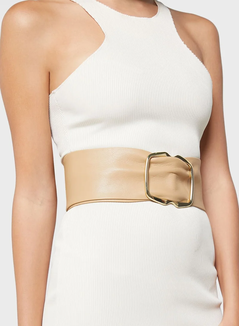 RIVER ISLAND Beige Leather Belt