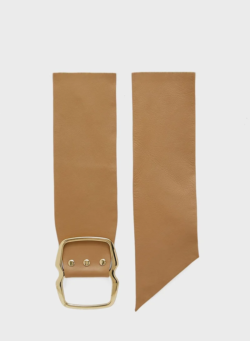 RIVER ISLAND Beige Leather Belt