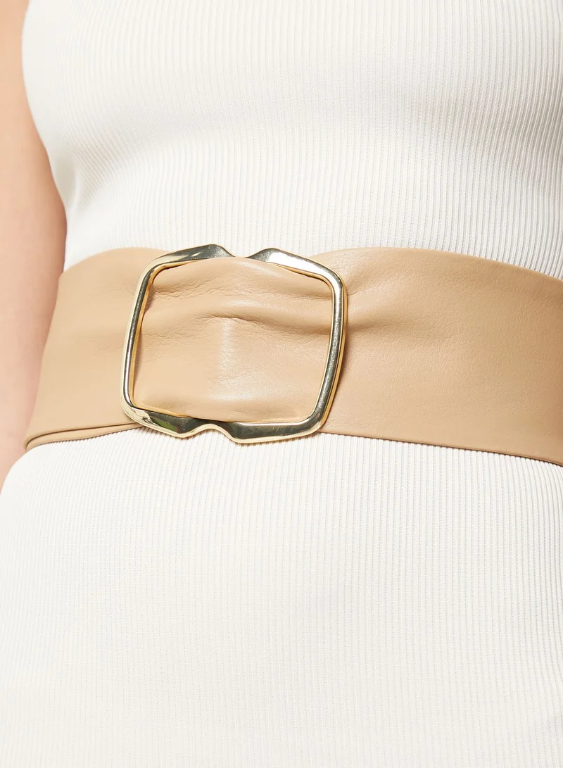 RIVER ISLAND Beige Leather Belt