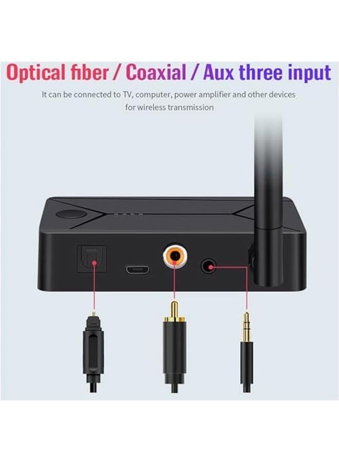 Bluetooth 5.0 Transmitter For Tv Aptx Low Latency Audio Adapter With Optical Input Coaxial Input Aux Input Plug And Play Hd Sound Quality Usb Powered