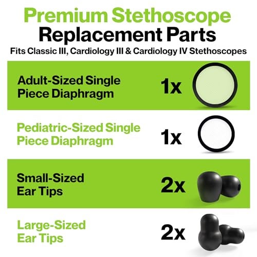 Durabasics Classic 3, Cardiology 3 & Cardiology 4 Stethoscope Accessories Kit for Littman Stethoscope Replacement Parts & Littmann Stethoscope Parts - Fits Classic III, Cardiology III & IV - Black - Image 3