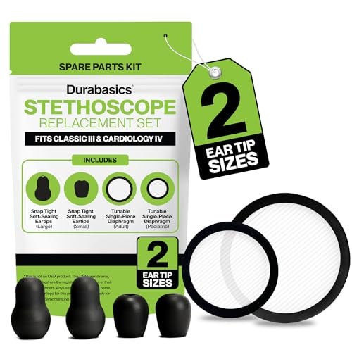 Durabasics Classic 3, Cardiology 3 & Cardiology 4 Stethoscope Accessories Kit for Littman Stethoscope Replacement Parts & Littmann Stethoscope Parts - Fits Classic III, Cardiology III & IV - Black - Image 1