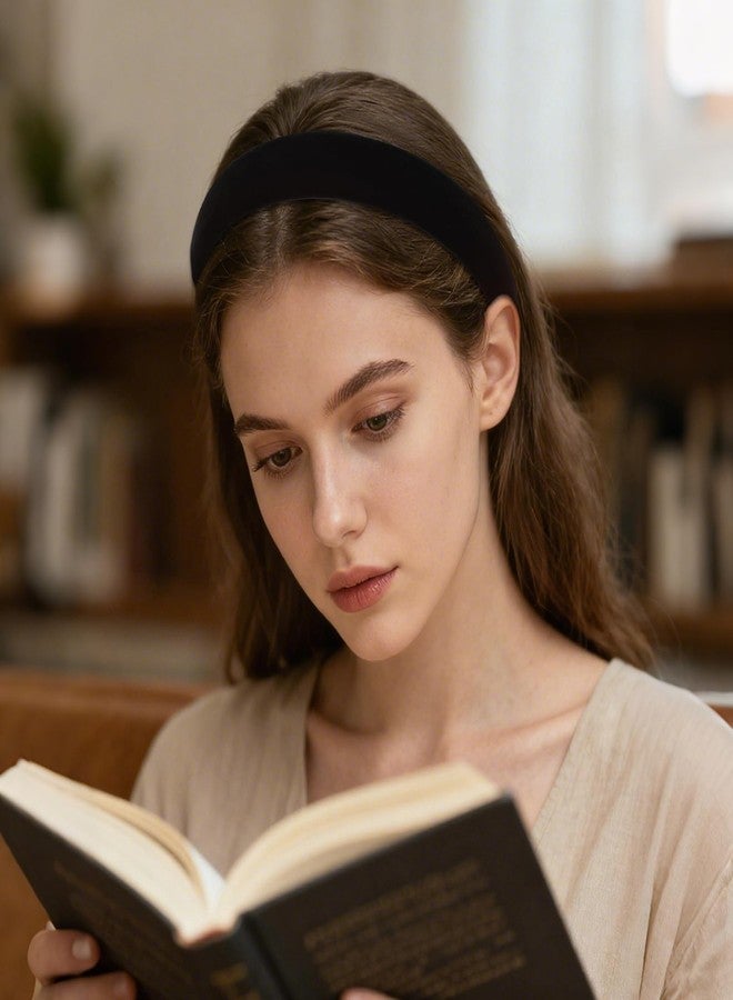 وايفل طوق رأس نسائي من المخمل الأسود من WHAVEL، طوق شعر ناعم سادة بدون أسنان، إكسسوارات شعر أنيقة للنساء - Image 4