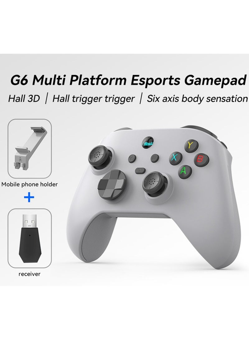 BSP Classic Gamepad BSP G6 Wireless Game Controller for Switch / PC / iOS / Android with 2.4G Receiver, Holder, Hall Joystick/Hall trigger, TURBO Continuous Transmission, Asymmetric Double Vibration Motor, 6-Axis Gyroscope, Programmable Back Buttons, Anti Slip Texture - Image 1