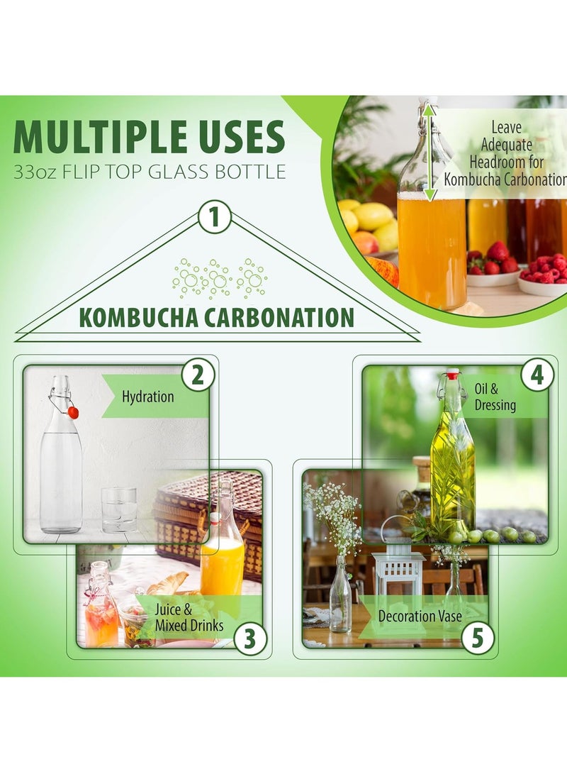 HOME ZONE Set of 4 1L Glass Reusable Swing Lid Water Oil Vinegar Bottle - Image 5