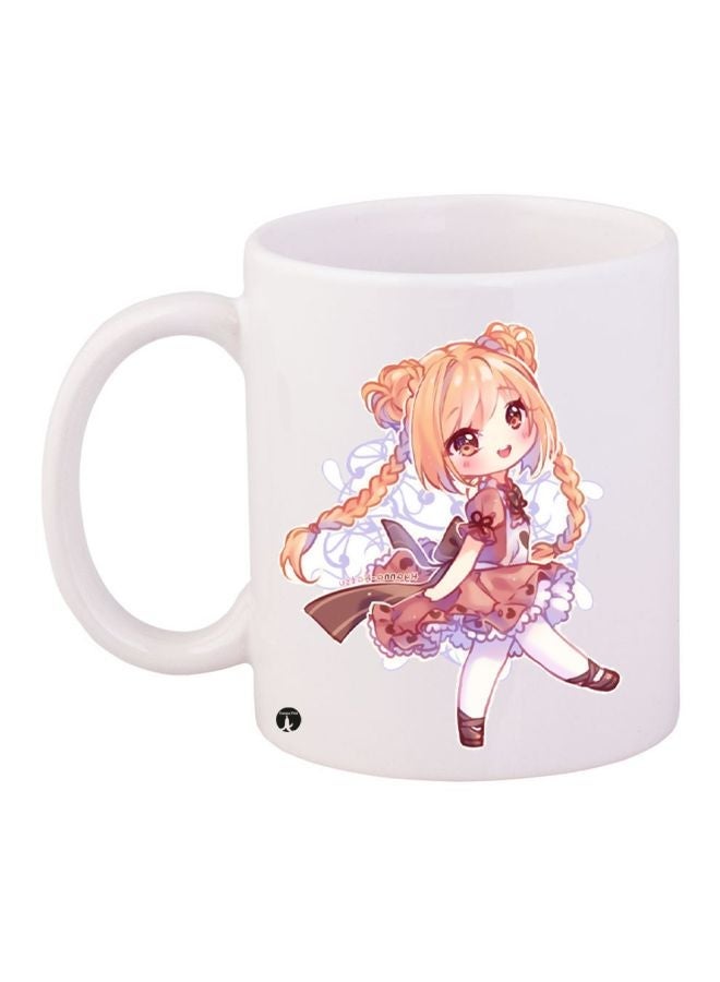 RYN Anime Printed Coffee Mug White/Beige/Purple 11ounce