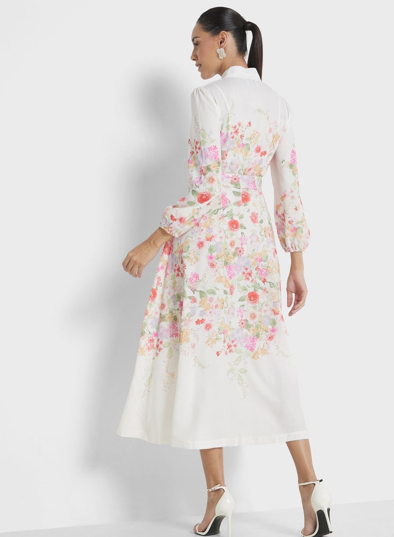 ايلا فستان بحزام بنقوش الزهور - Image 2