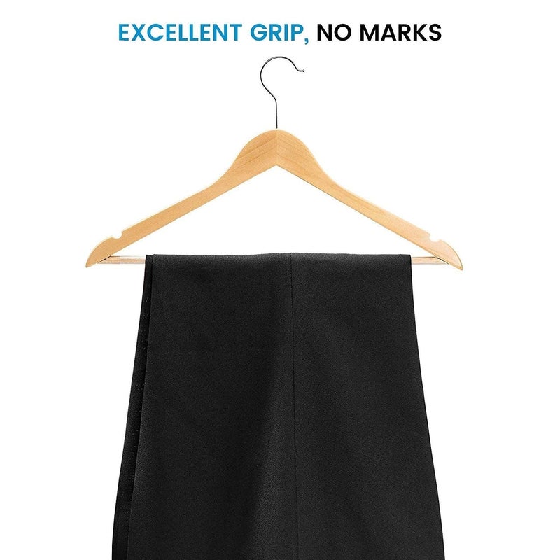 ZEPOLI ZEPOLI Wooden Coat Hanger Wide Shoulder Suit Coat Hangers with Non Slip Pants Bar use for Heavy Clothes Like Suit Dress Coat Jacket Pants 12 Beige - Image 4
