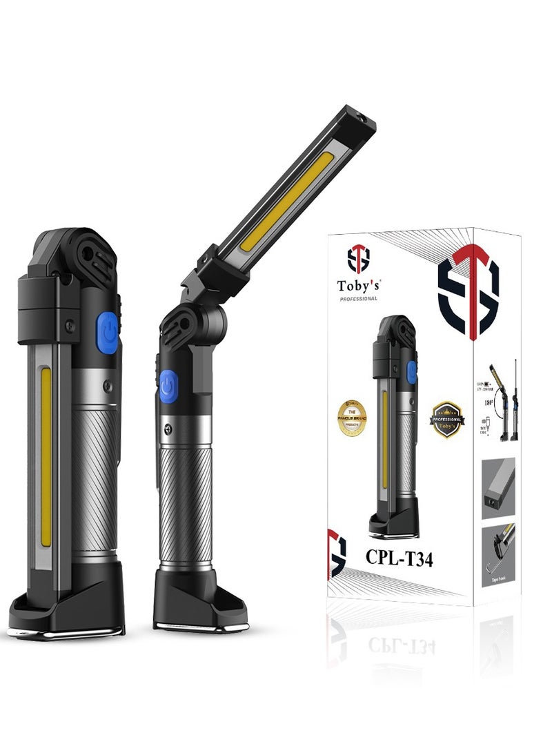 Toby's Toby’s CPL-T34 Rechargeable flex head 3-in-1 LED Work Light with – COB White, Red, UV Modes, USB-C Rechargeable, Rotatable, Portable Utility Lamp - Image 1