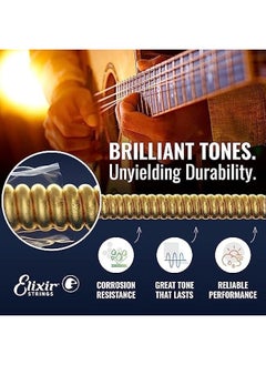 ELIXIR Strings, Acoustic Guitar Strings, Phosphor Bronze with NANOWEB Coating, Longest-Lasting Rich and Full Tone with Comfortable Feel, 6 String Set, Light 12-53  - Image 3