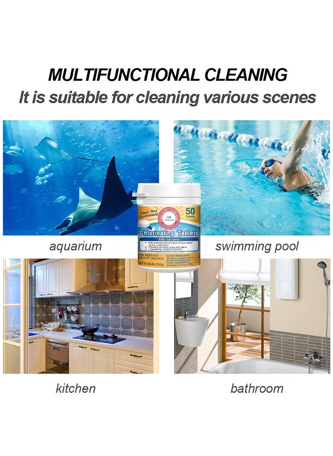 Chlorinating Tablets Clear Pool Cleaning Tablets, 50 Tablets