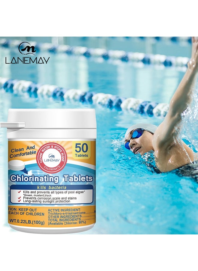 Chlorinating Tablets Clear Pool Cleaning Tablets, 50 Tablets