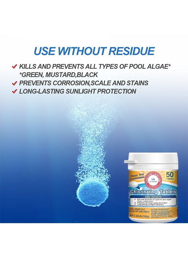Chlorinating Tablets Clear Pool Cleaning Tablets, 50 Tablets