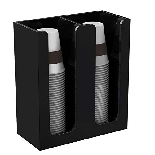 Richboom Acrylic Coffee Cup and Lid Storage Organizer Holder, 2 Compartments, Black - Image 4