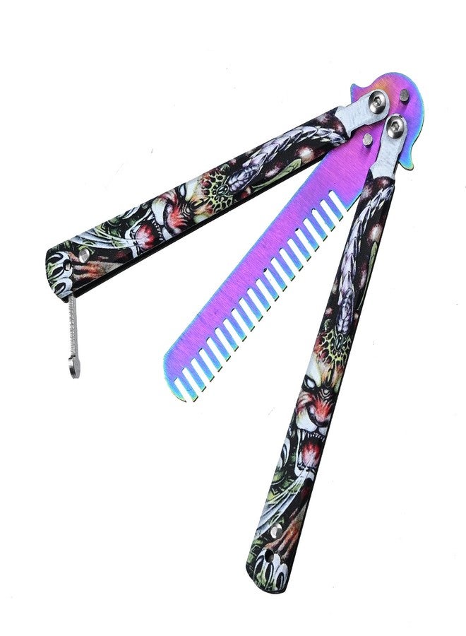 WILD TACTICAL Stainless Steel Metal Hair & Beard Comb, Multifunctional Folding EDC Pocket Comb Hair Styling Tools - Image 1