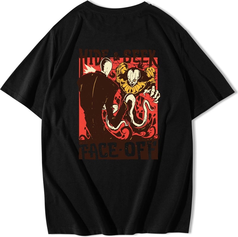 BRZ Collection Unisex Oversize Horror Face-Off T-Shirt - Image 1