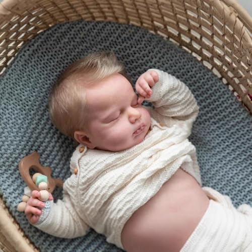 OYESY Reborn Baby Dolls Girls 20 Inches Handmade Washable Reborn Babies Soft Vinyl Body with Anatomically Correct Reborn Doll Looks Like a Real Baby Closed Eyes Blonde Girls - Image 5