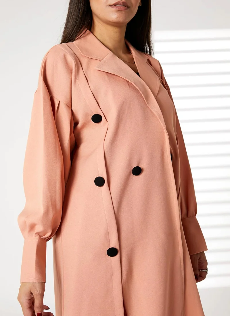 مويستريت MOiSTREET Light Pink Mid Length Barbie Crepe Trench Coat Set