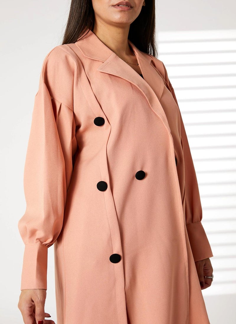 MOiSTREET Light Pink Mid Length Barbie Crepe Trench Coat Set - Image 2