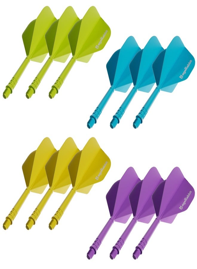 MageRabbit Dart Flight and Shaft Sets,12pcs with 4 Colours, Standard Shaped Dart Flight, Professional Dart Accessories,Dart Flight and Stem - Image 1