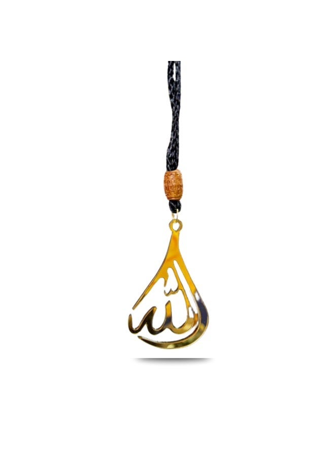 ARABIQO Islamic Allah Car Hanger – Premium 5mm Acrylic Arabic Calligraphy Ornament (8cm x 5cm) for Rear View Mirror, Muslim Car Interior Decoration & Spiritual Gift for Men & Women (Gold) - Image 1