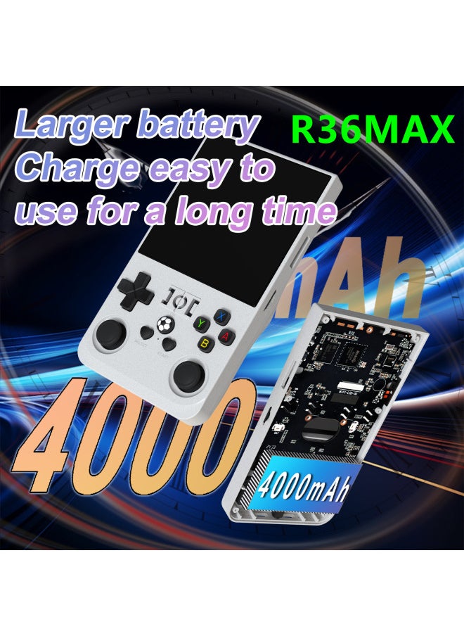 R36sMAX Handheld Game Machine 4K HD Double Battle Retro Arcade-Product Color:128G-Model:White