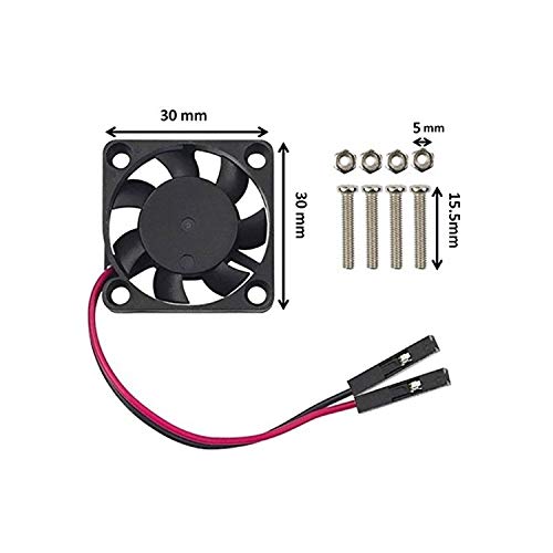 Easycargo Raspberry Pi 4 Heatsink Fan Kit, Cooler 30mm Fan Heatsink for Raspberry Pi 5 4 3 Electronics Robotics Development Boards DIY 3007 30x30x7mm 5V 3.3V Quite Mini Fan Small (Black 4 Pack) - Image 3
