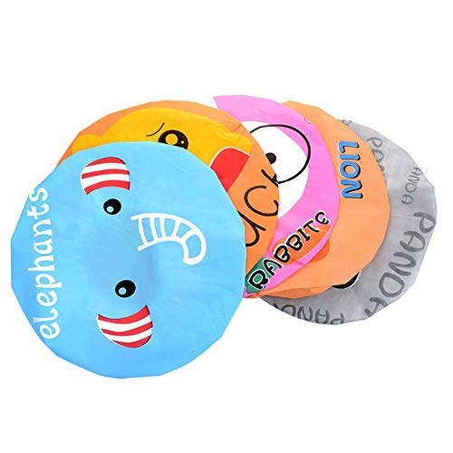 Aysekone 5 Pieces Cartoon Animals Waterproof Elastic PEVA Shower Caps Bath Caps Bathing Bathroom Hats Bathroom Accessories for Women and Girls - Image 1