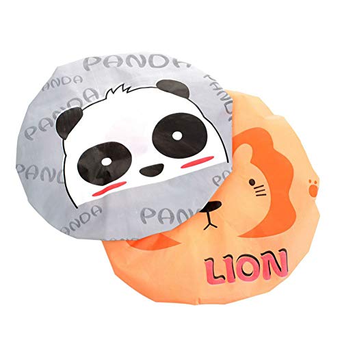 Aysekone 5 Pieces Cartoon Animals Waterproof Elastic PEVA Shower Caps Bath Caps Bathing Bathroom Hats Bathroom Accessories for Women and Girls - Image 3