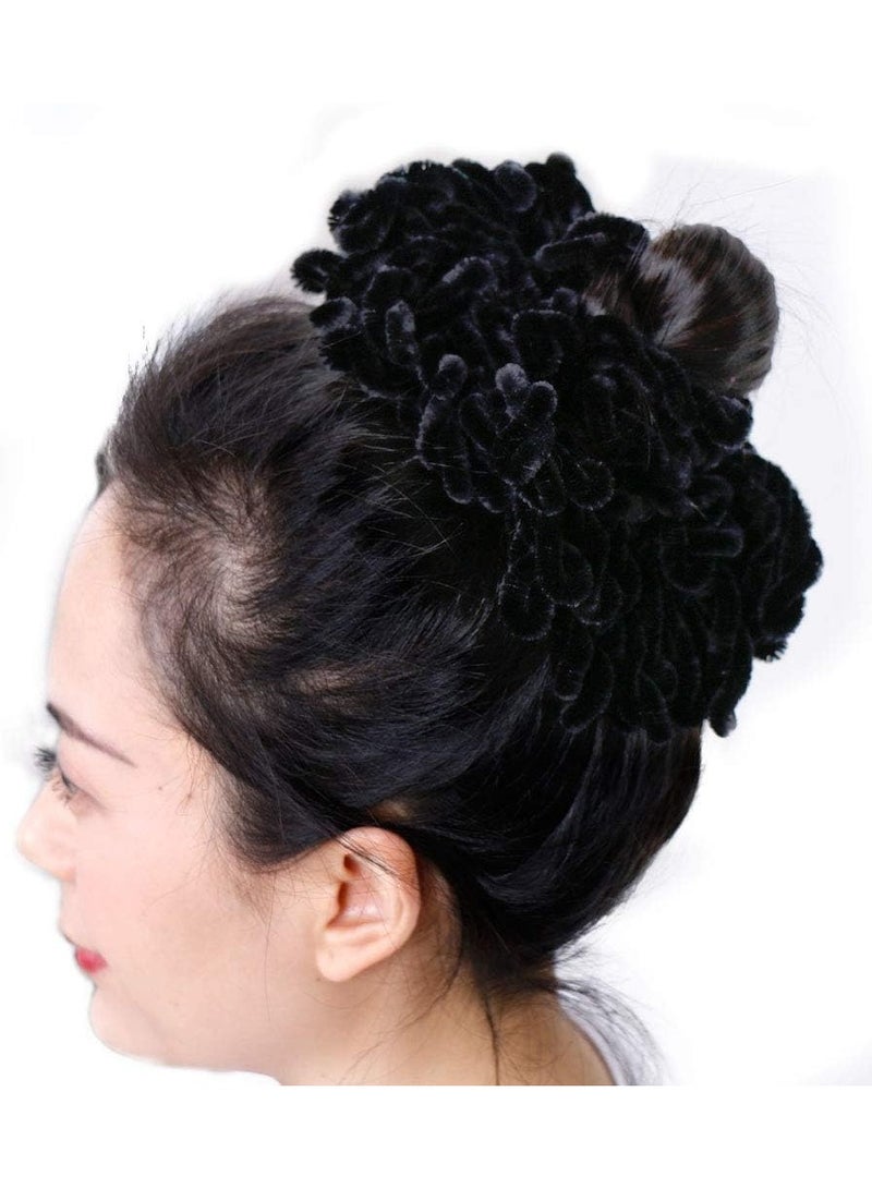STAR BEJA Volumising 1 pcs Hijab Scrunchie Plain Big Hair Ring Tie Bun Clip Hijab Scarf Volumizer Scarf (Black)  - Image 2